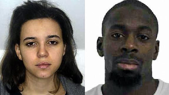 Hayat Boumedienne y el terrorista Amedy Coulibaly. 