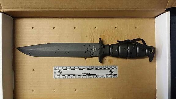 Cuchillo usado por Usaamah Abdalá Rahim. 