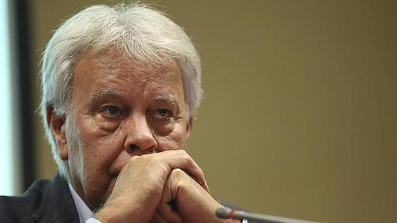 Felipe González, durante la rueda de prensa que ha ofrecido en Madrid.