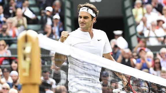 Federer celebra un punto. 