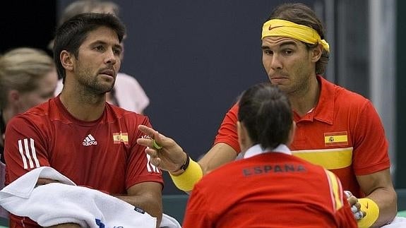 Conchita durante el punto de dobles en Dinamarca. 