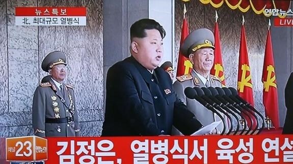 Kim Jong-un, durante su discurso. 