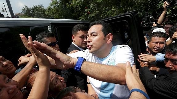 Jimmy Morales, en campaña. 