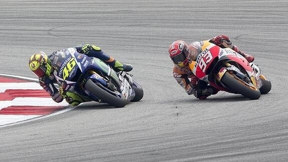 Rossi y Márquez, en Sepang. 