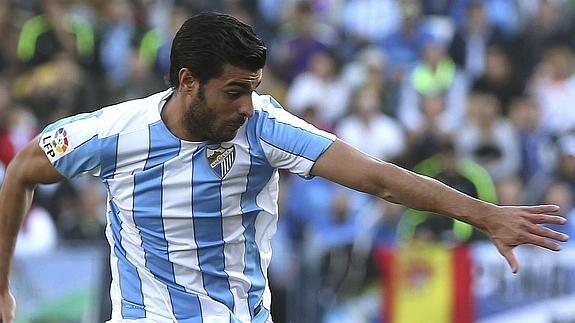 Miguel Torres, durante el partido del Málaga. 