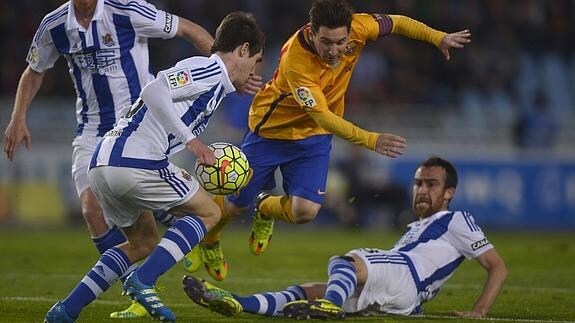 Una imagen del encuentro entre la Real Sociedad y el Barcelona. 