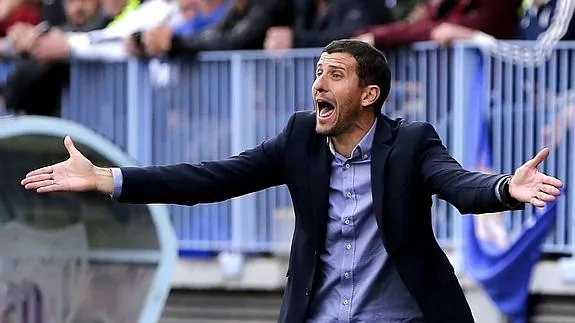 Javi Gracia, en pleno partido del Málaga. 