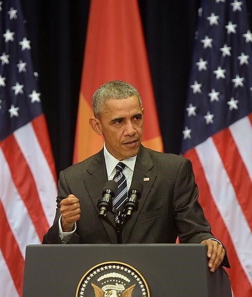 Obama, durante el discurso que ha pronunciado en Hanoi. 