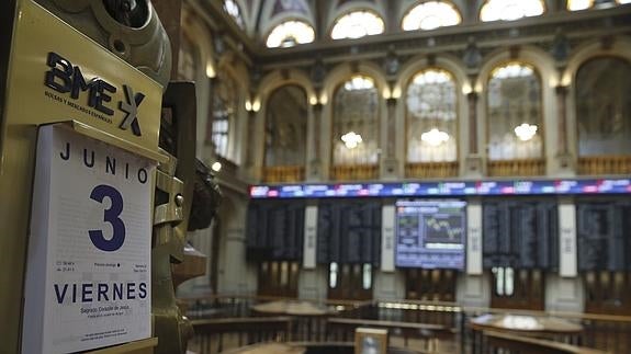 Interior de la Bolsa de Madrid. 