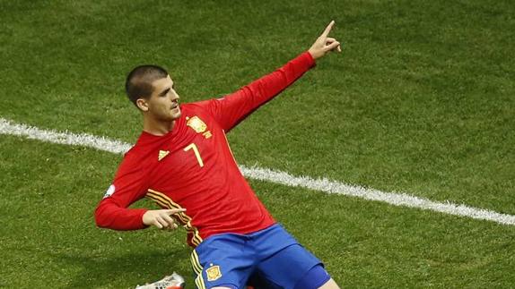 Morata celebra un gol. 