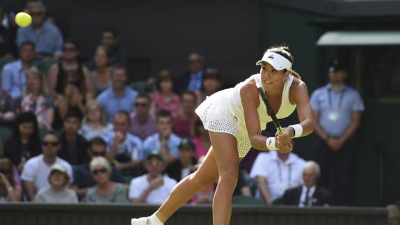 Garbiñe Muguruza durante su partido contra Camila Giorgi. EFE