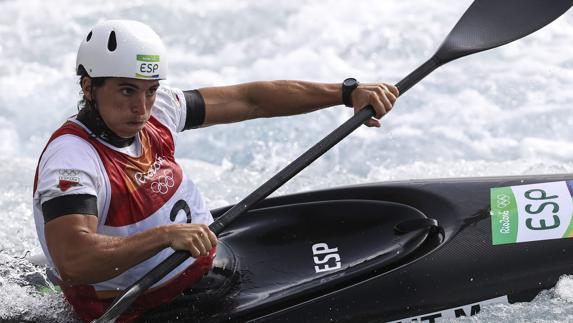 Maialen Chourraut, durante la competición. 