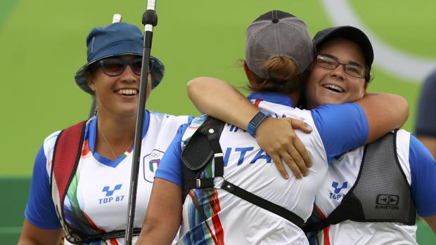 Las arqueras italianas Lucilla Boari, Claudia Mandia y Guendalina Sartori