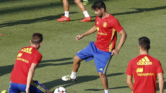 Diego, Costa, durante un entrenamiento. 