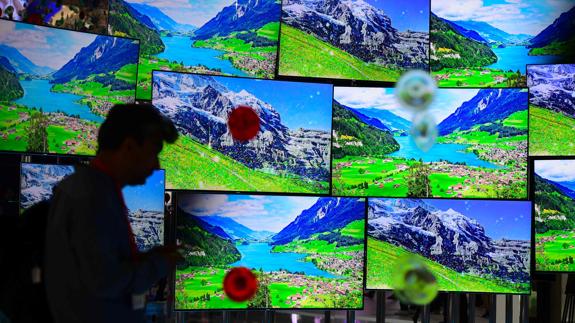 Televisores Samsung en la feria europea de tecnología IFA en Berlín.