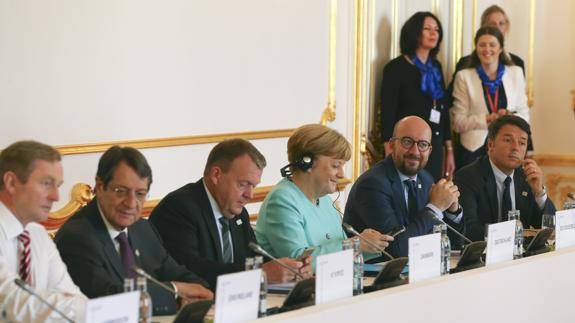 Los líderes de la UE, al comienzo de la cumbre. 