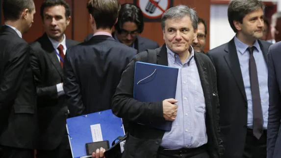 Tsakalotos, en la reunión del Eurogrupo. 