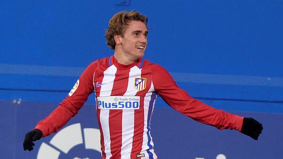 Griezmann celebra el segundo gol del Atlético. 