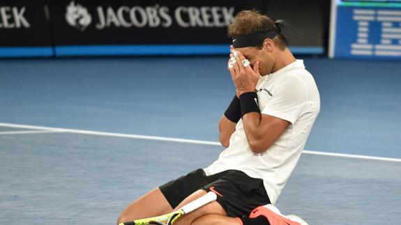 Rafa Nadal celebra la victoria. 