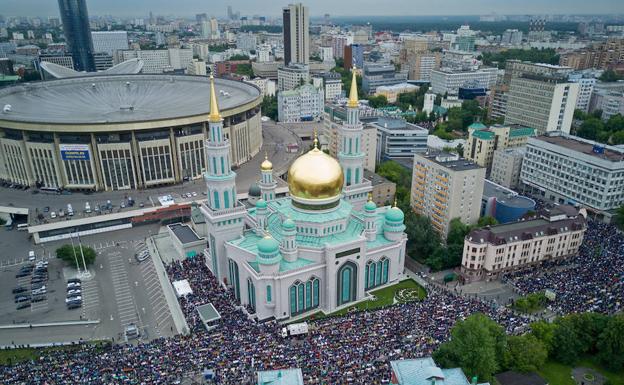 La Gran Mezquita de Moscú, durante los actos del finál del Ramadán.
