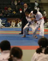 MENORES. Álvaro Sánchez,  del Judo Club Avilés, durante un combate. / TANIA