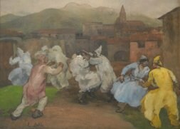 Pintó 'Carnavalada de Oviedo' (1928), en el Museo de Bellas Artes. / J. DÍAZ  Dulce Xil, Naciu 'I Riguilón y Anxel Nava, en la librería Paraxuga. / ÁLEX PIÑA