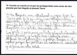 La respuesta de un niño de 9 años a un examen de lengua