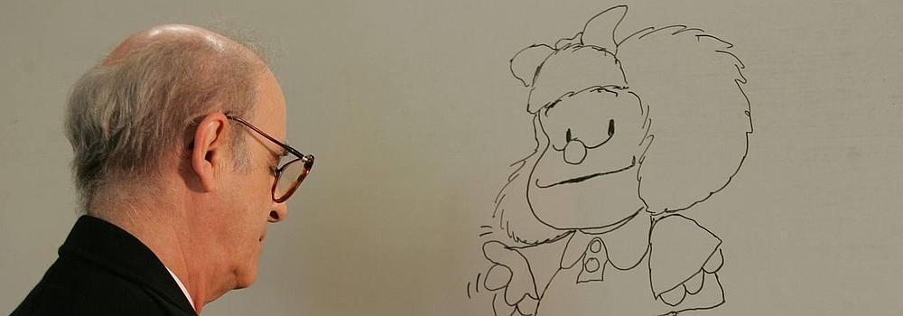 El viñetista argentino dibuja a su pequeña Mafalda en 2006, durante la celebración del Salón del Libro Iberoamericano de Gijón. 