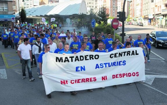 La marcha que protagonizaron el pasado miércoles los trabajadores del matadero. 