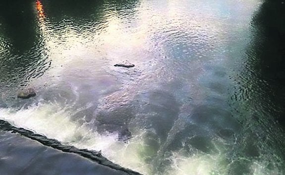 Imagen del vertido en el río tomada ayer por la tarde. :: E. C.