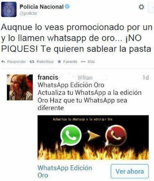 'WhatsApp Edición Oro': La Policía avisa del timo: "Te quieren sablear la pasta"