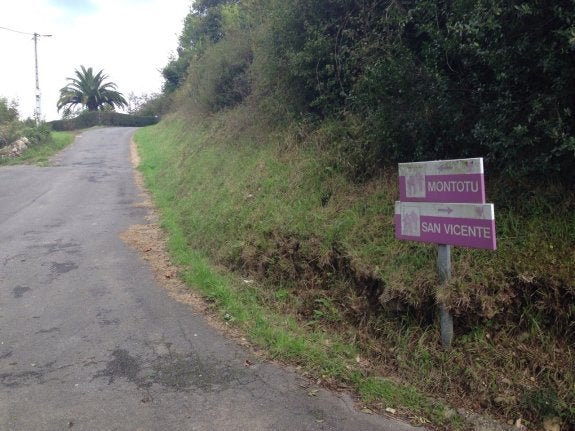 Carretera que da acceso a la zona boscosa en la que apareció el cadáver del transeúnte. 