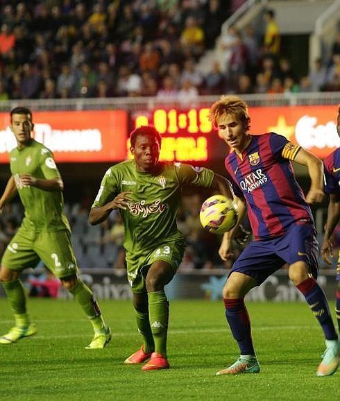 Los rojiblancos no consiguieron marcar ningún tanto en el choque ante el filial del Barcelona. 