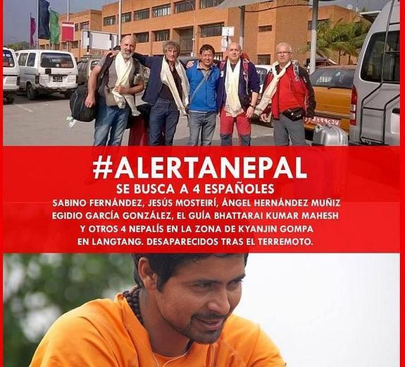 Una de las fotografías que circula por la red con la imagen de los cuatro asturianos.