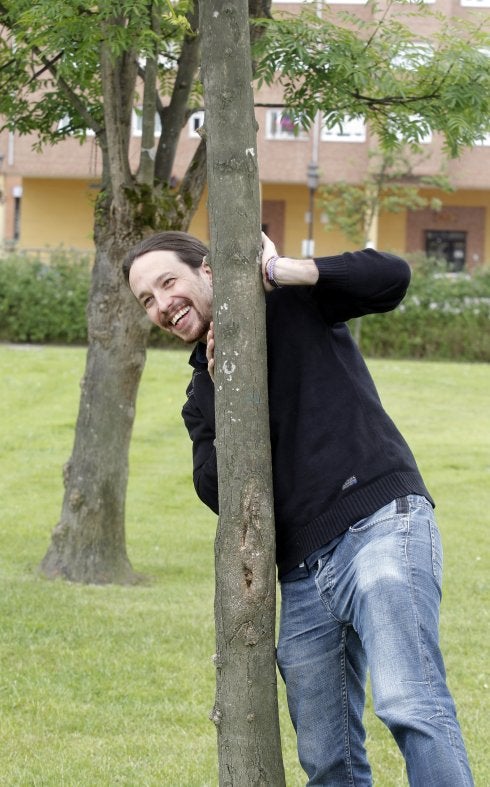 Pablo Iglesias, en La Corredoria, antes del mitin que protagonizó el pasado domingo. 