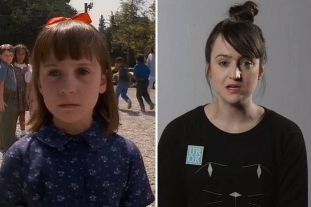 A la izquierda, Mara Wilson cuando protagonizó 'Matilda'. A la derecha, en la actualidad