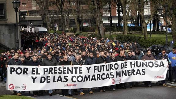 Manifestación de los trabajadores de Hunosa en 2014.