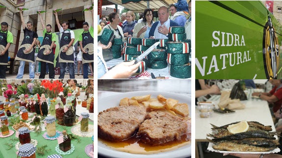 De izquierda a derecha y de arriba a abajo: Festival de la Sidra en Nava, 