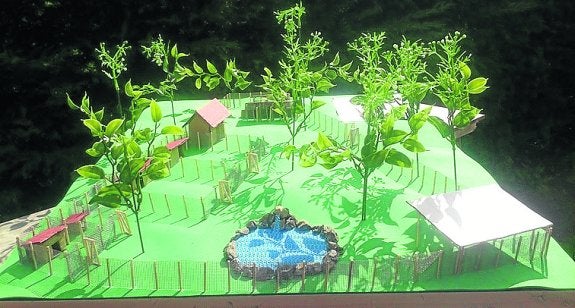 Imagen de la maqueta del futuro albergue, en monta Cayón. 
