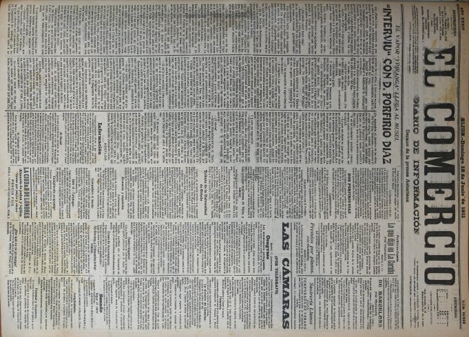 Entrevista a Porfirio Díaz publicada en EL COMERCIO el 18 de junio de 1911. 