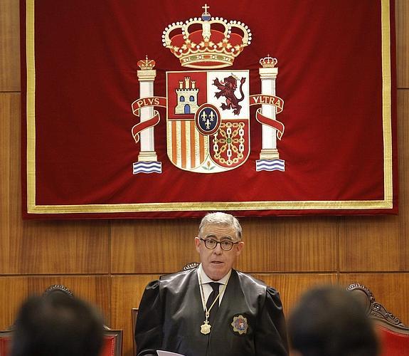 El presidente del TSJA, Ignacio Vidau, durante su discurso. EFE