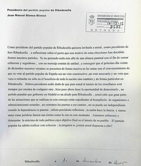 Una carta  «amenazante» para la presidenta de Foro