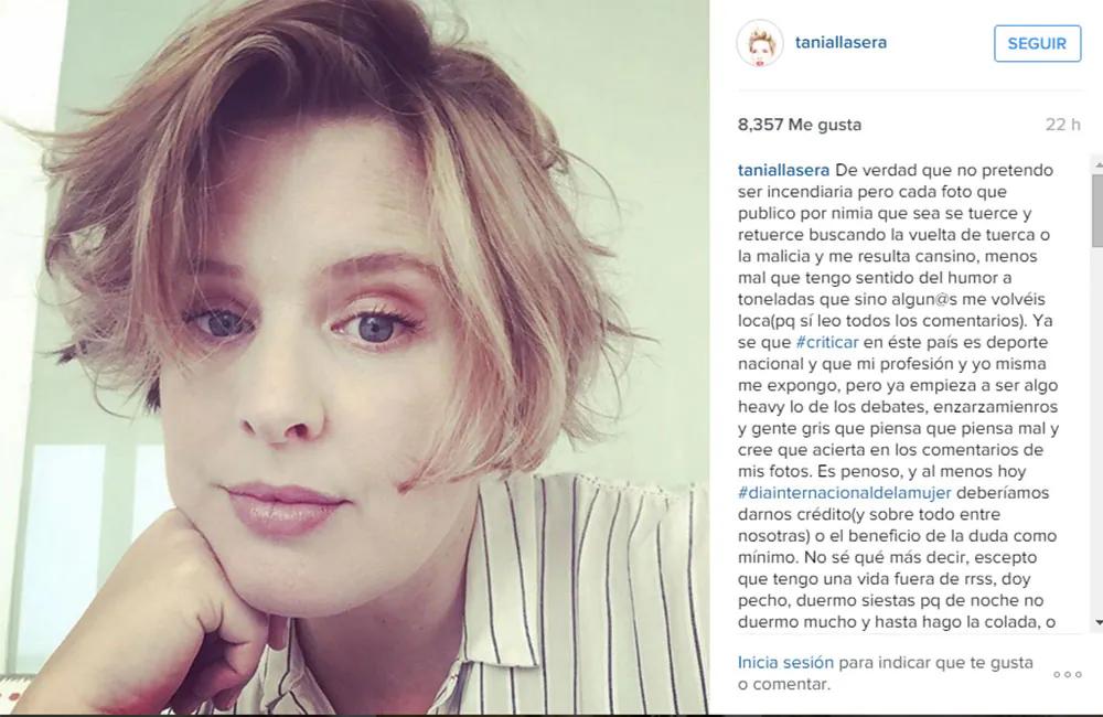 Tania Llasera explota en Instagram contra sus 'haters'