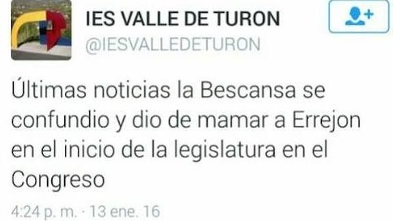El IES Valle de Turón cierra su cuenta Twitter porque un profesor vertía comentarios políticos en ella
