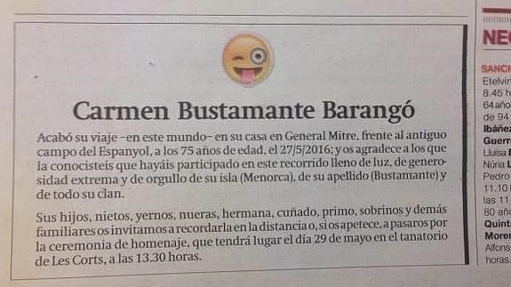 Los emoticonos llegan a las esquelas