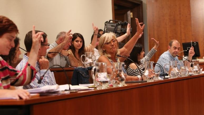 Concejales esta mañana en el Pleno.