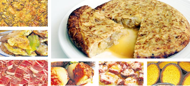 El jamón ibérico, la paella valenciana, los paparajotes murcianos, las papas arrugadas canarias, el pulpo a la gallega, la quesada pasiega y la tortilla de patata son las siete maravillas gastronómicas españolas