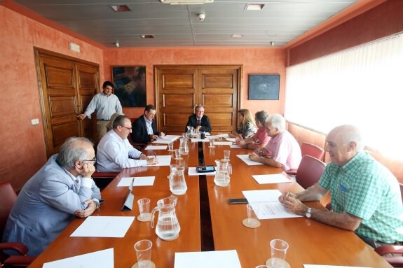 Francisco del Busto, en el centro, preside la reunión del consejo de administración del Sespa. 