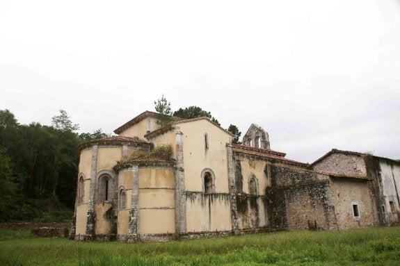 Un llamativo pino está creciendo desde hace varios años en el tejado del monasterio de San Antolín de Bedón. 