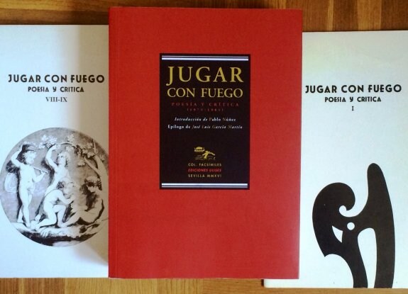 Portada del libro que recupera íntegra la colección de revistas, con dos de sus números al lado. 